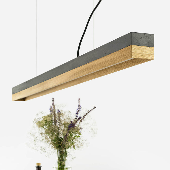 Concrete & Oak Bar Pendant Light