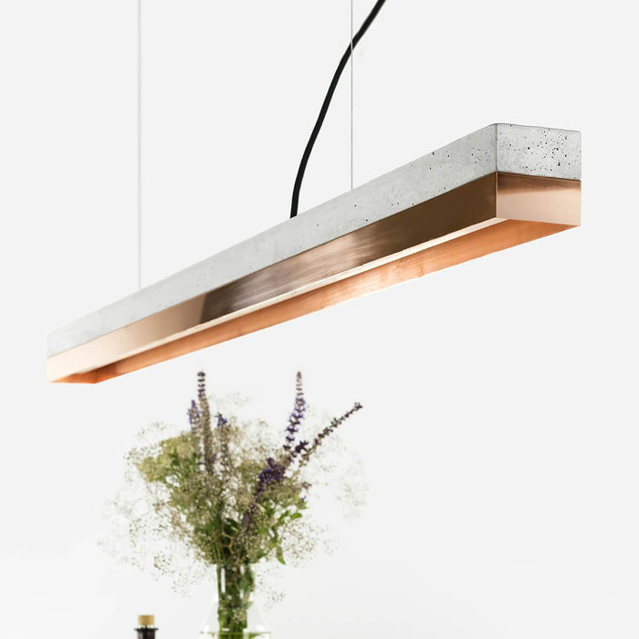 Concrete & Copper Bar Pendant Light