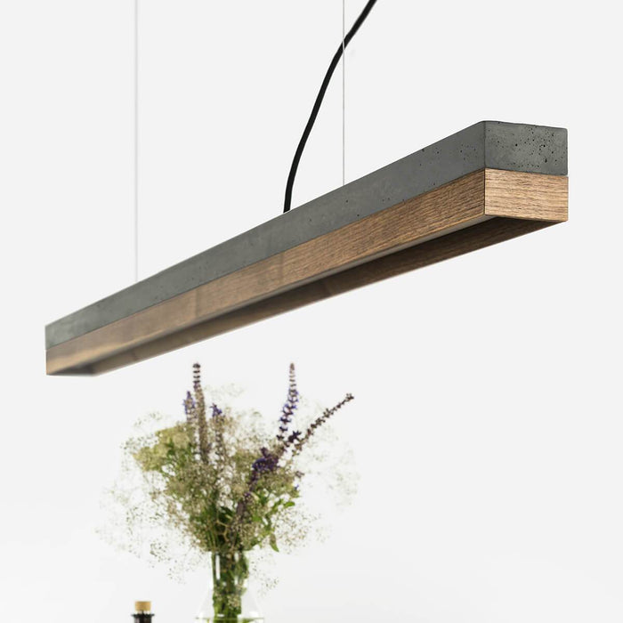 Concrete & Walnut Bar Pendant Light