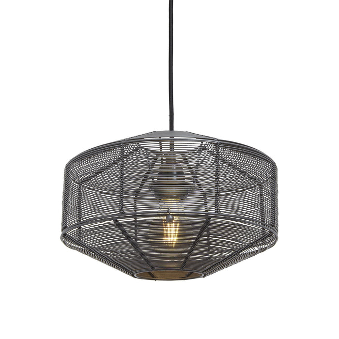 Handcrafted Vintage Cage Wire Metal Pendant Light - Round