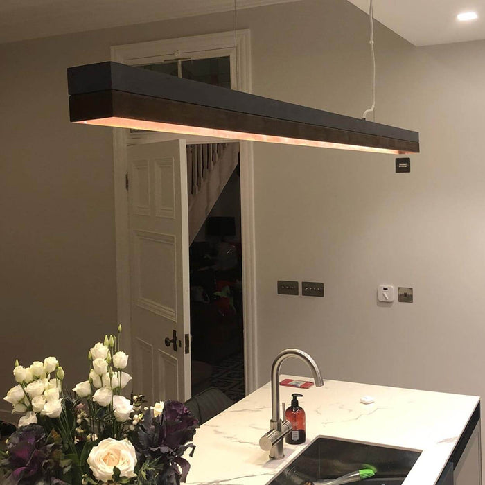 Concrete & Rough Rust Bar Pendant Light