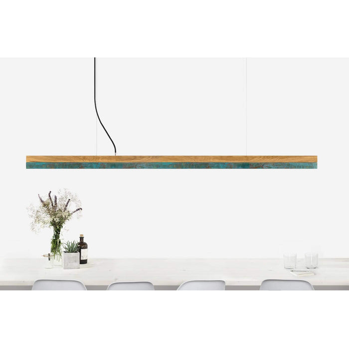 Oak & Oxidised Copper Bar Pendant Light