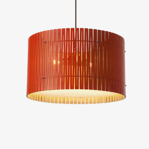 red wood drum pendant light