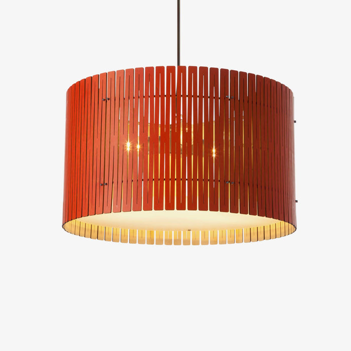 red wood drum pendant light