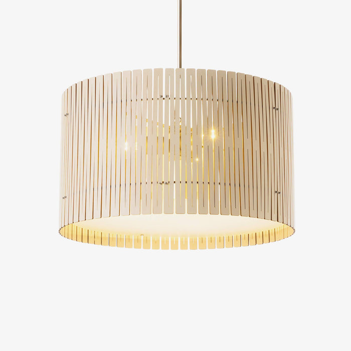 white wood drum pendant light