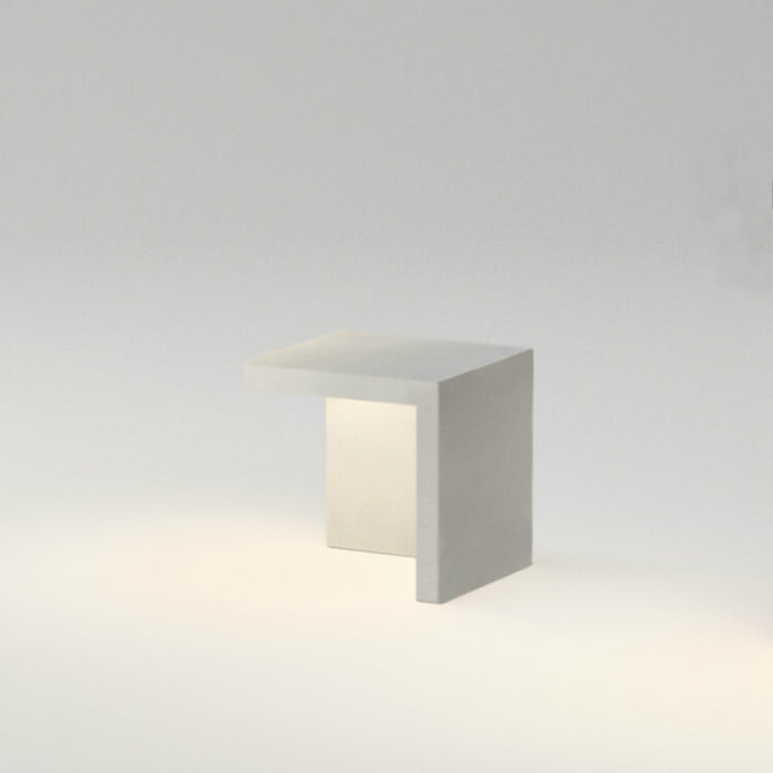 angular outdoor light sculpture in white