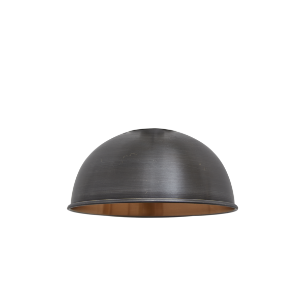 Brooklyn Vintage Metal Dome Flush Mount Light - Dark Pewter & Copper - 8 inch