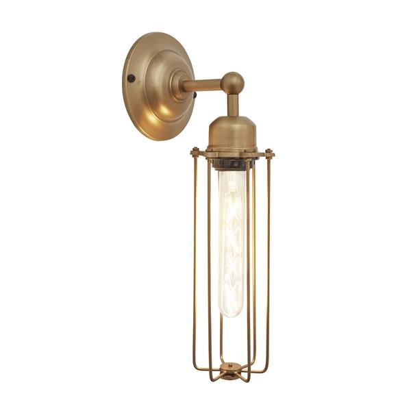 Orlando Cylinder Wire Cage Retro Sconce Wall Light - Brass