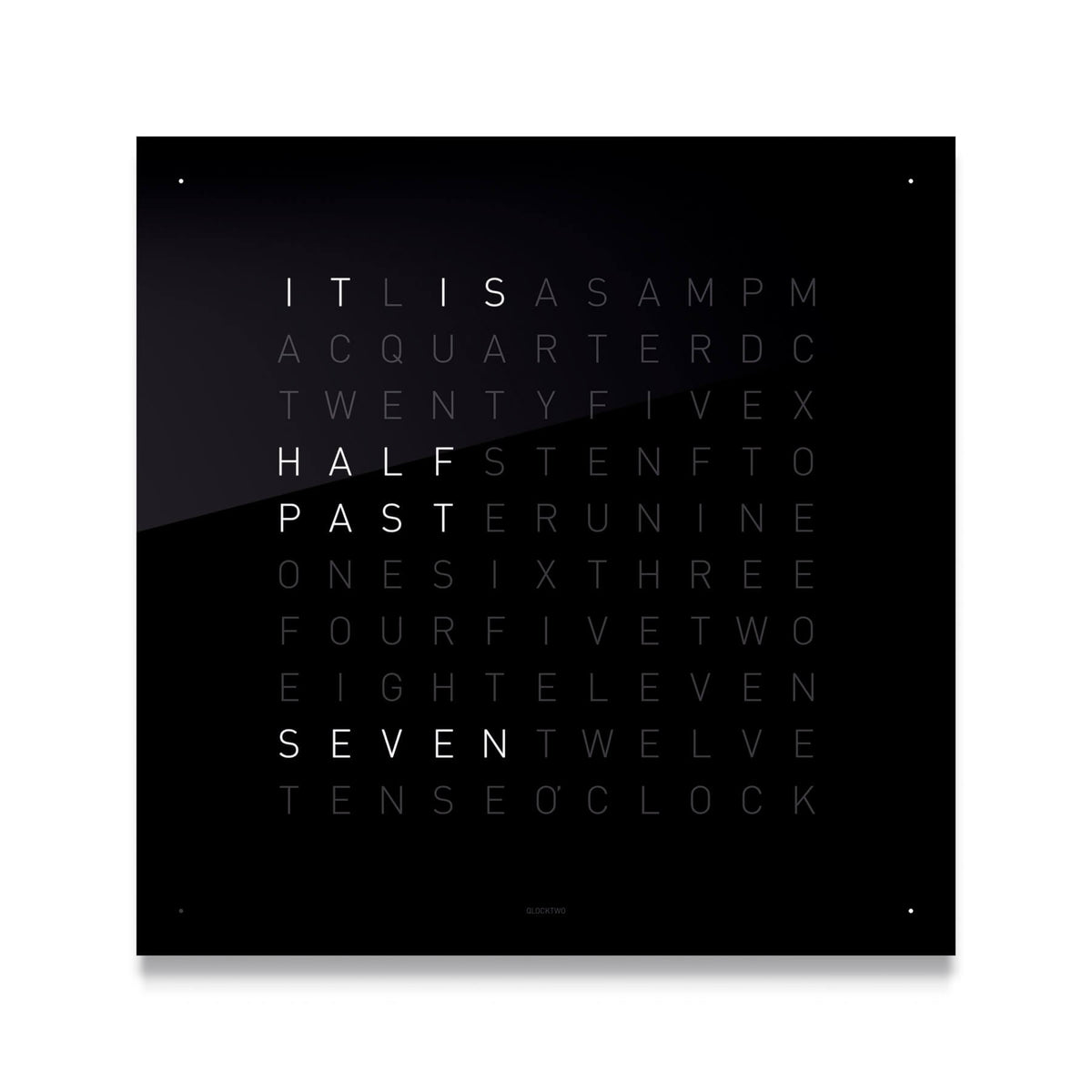 QLOCKTWO Classic Acrylic Typographic Clock — Inverse Square Lighting