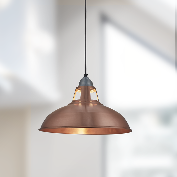 Old Factory Slotted Vintage Pendant Light - 15 inch