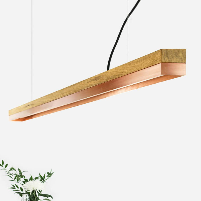 Oak & Copper Bar Pendant Light