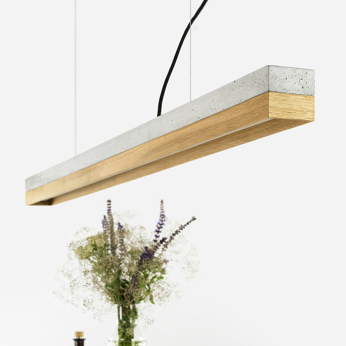 Concrete & Oak Bar Pendant Light
