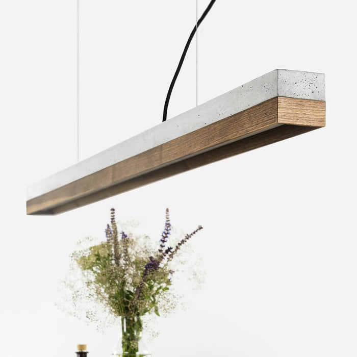 Concrete & Walnut Bar Pendant Light
