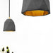 Concrete Triangle Pendant Light with Gold interior by GANTlights