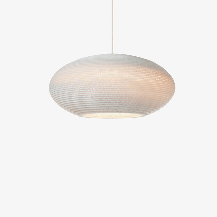 white curved disc pendant lamp