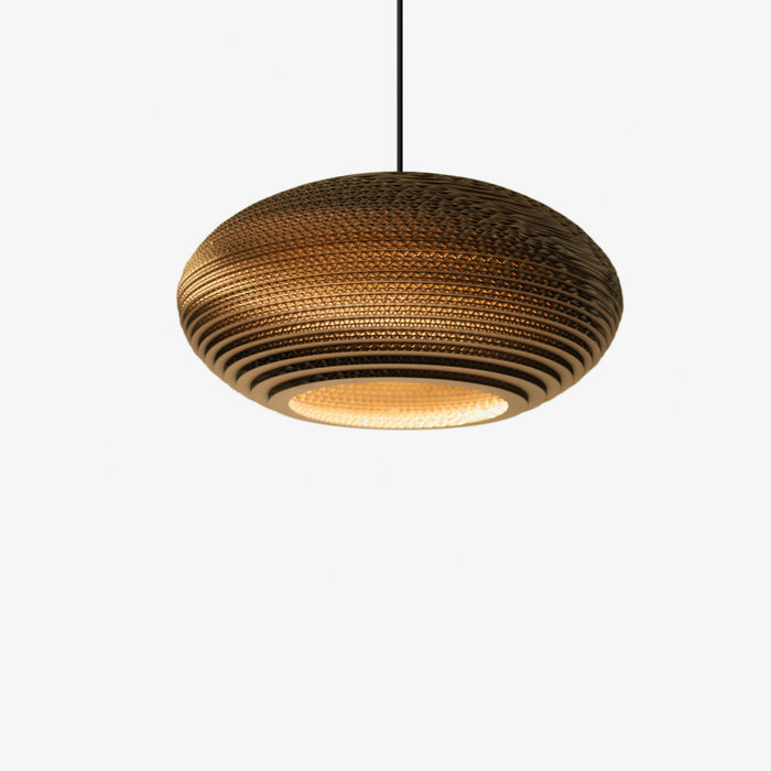 brown curved disc pendant lamp