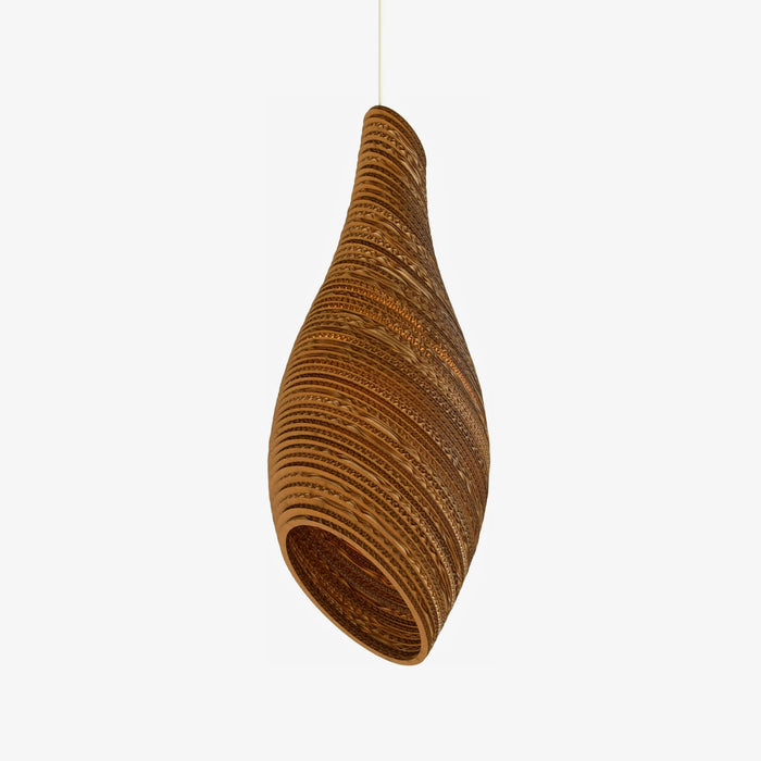 wasp nest shaped brown cardboard pendant lamp